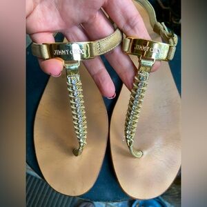 Jimmy Choo Nox Metallic Crystal Sandals. Size 40 1/2.